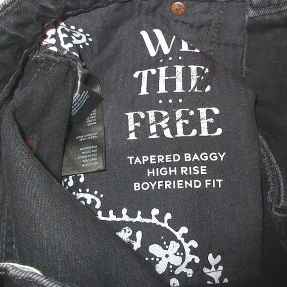 We The Free People Baggy Boyfriend Jeans Size 25 High Button Fly Fringe Crop - Picture 8 of 12